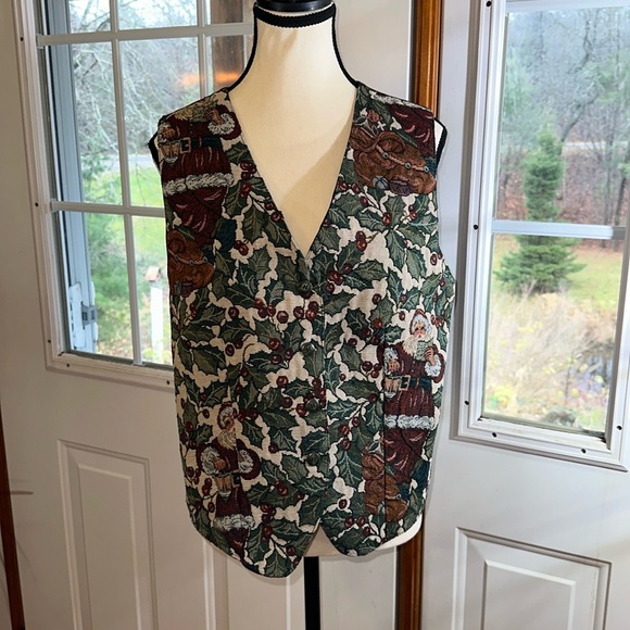 Vintage Northern Traditions Christmas Tapestry Vest - Picture 1 of 8